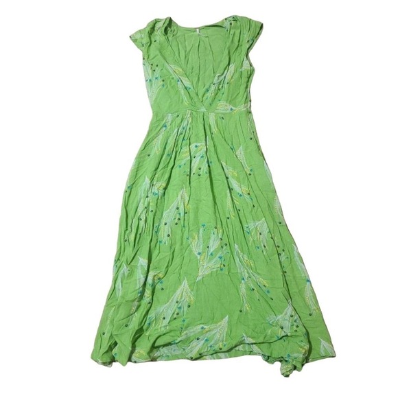 Free people printed green midi dress size 2 xs - Picture 2 of 7